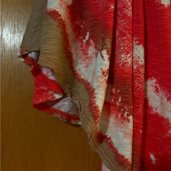 Lisa Rinna Collection Red Tan Off Shoulder Resort Tunic - Picture 6 of 6